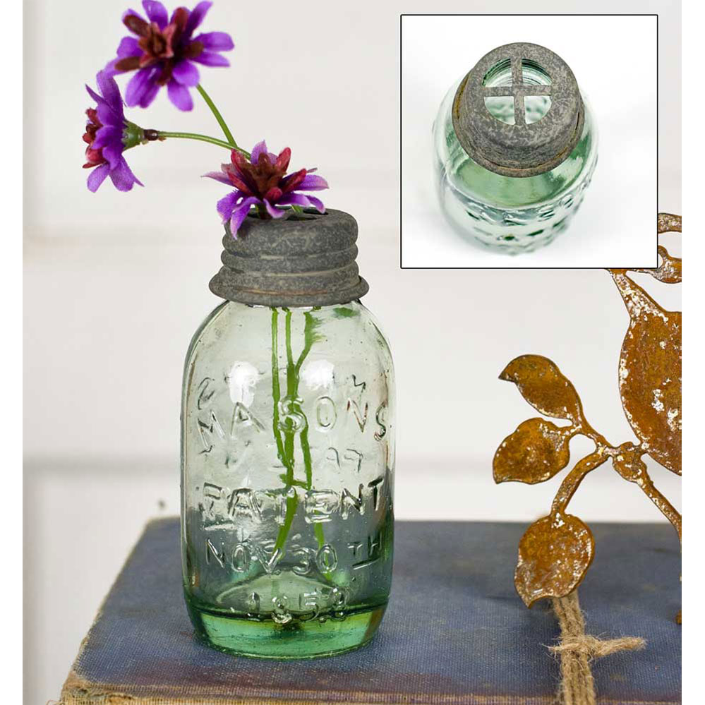 CTW Home Collection Small Mason Jar with Flower Frog 
