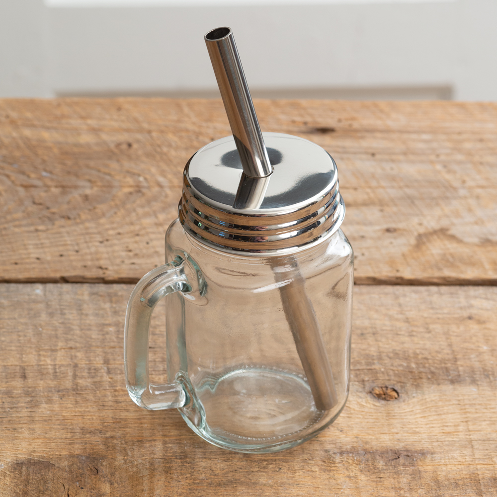 Stainless Steel Mason Jar Straw, Lid, and Brush Combo
