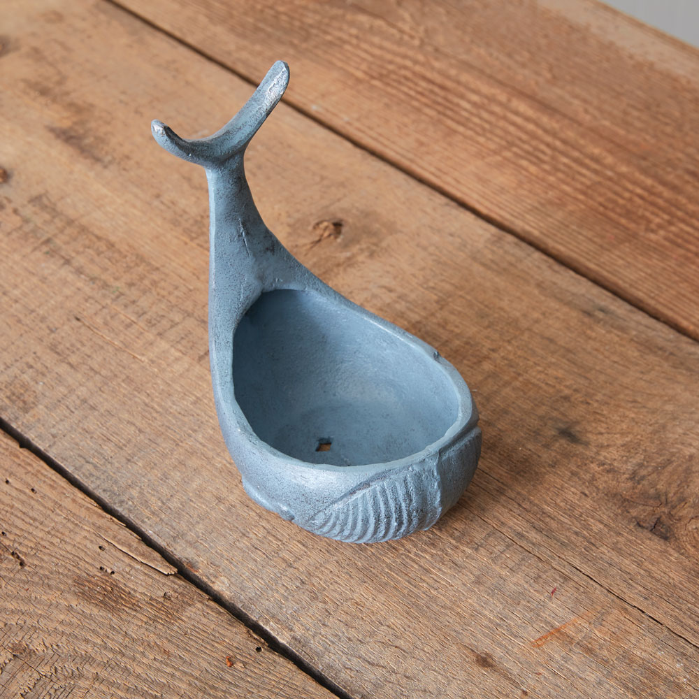 Nautical Kitchen and Bath Accessories Two's Company Willy the Whale Aqua  Blue Ceramic Sponge Holder with Scrubbies (3pc Set)