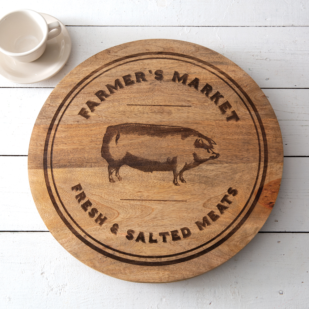 Farmhouse Pig and Market Typography Iron Wall Sign