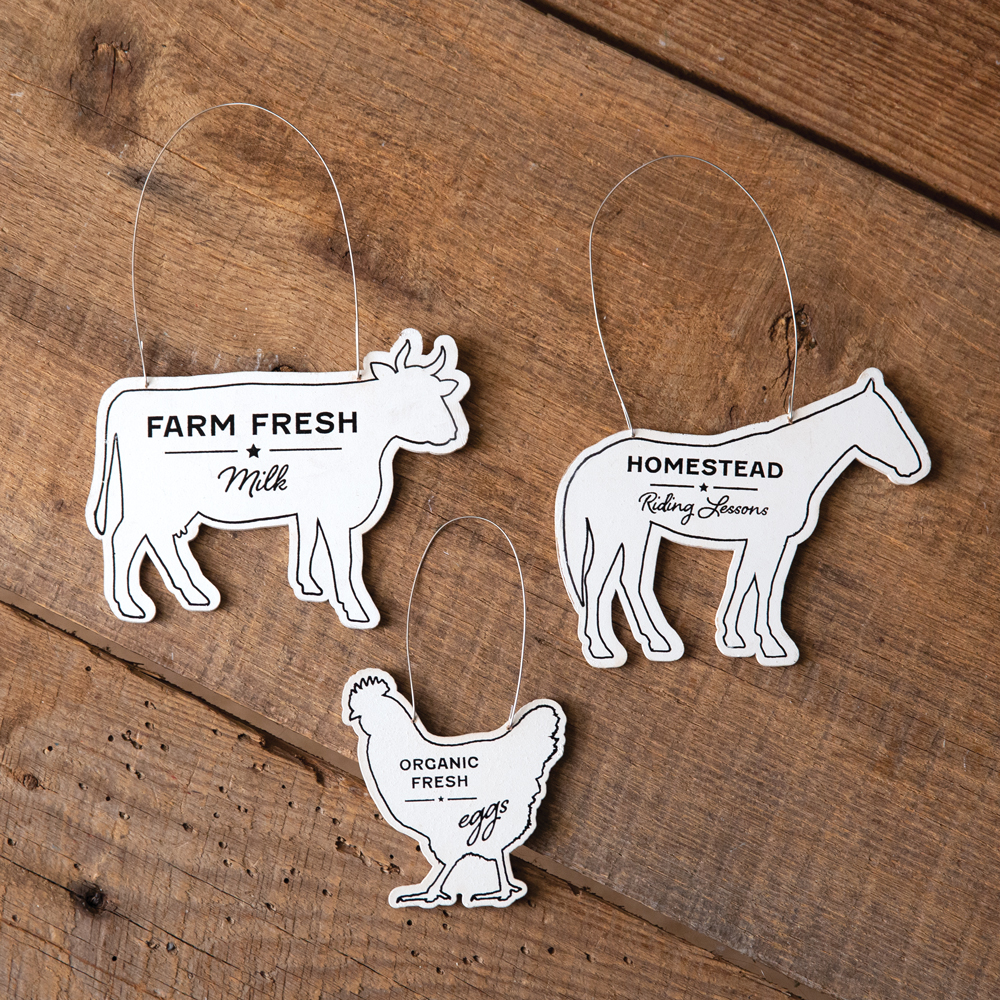 Farmhouse Christmas Ornaments Embellished, Farm Animal Ornaments, Cow, –  Quail Street Designs