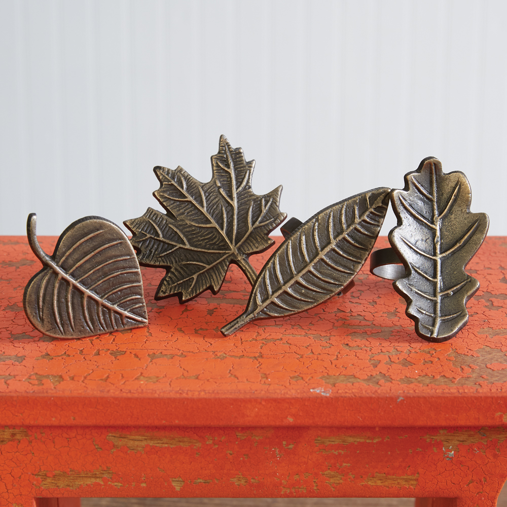 Set of Four Leaf Napkin Rings CTW Home Collection