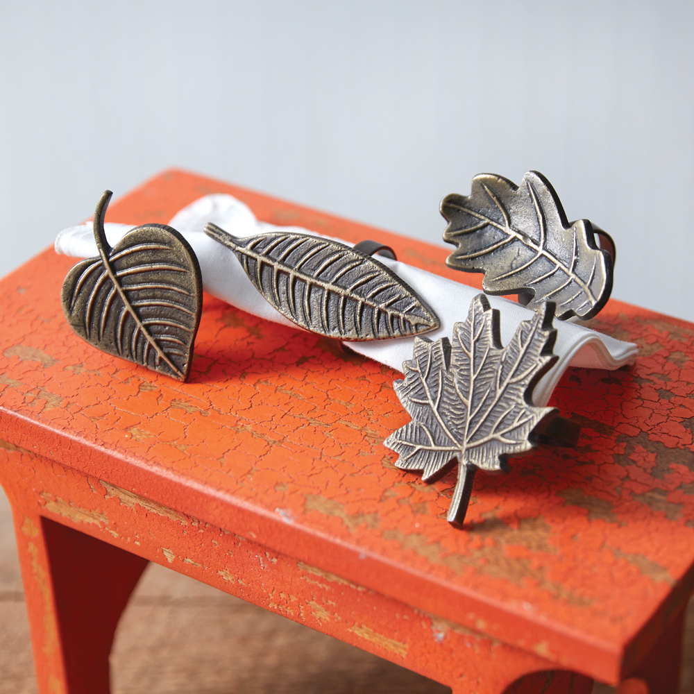 Set of Four Leaf Napkin Rings CTW Home Collection