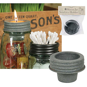 Set 4 Classic Mason's Canning Fruit Jar Tapered Cup Sundry Q-Tip or Notions Lid 