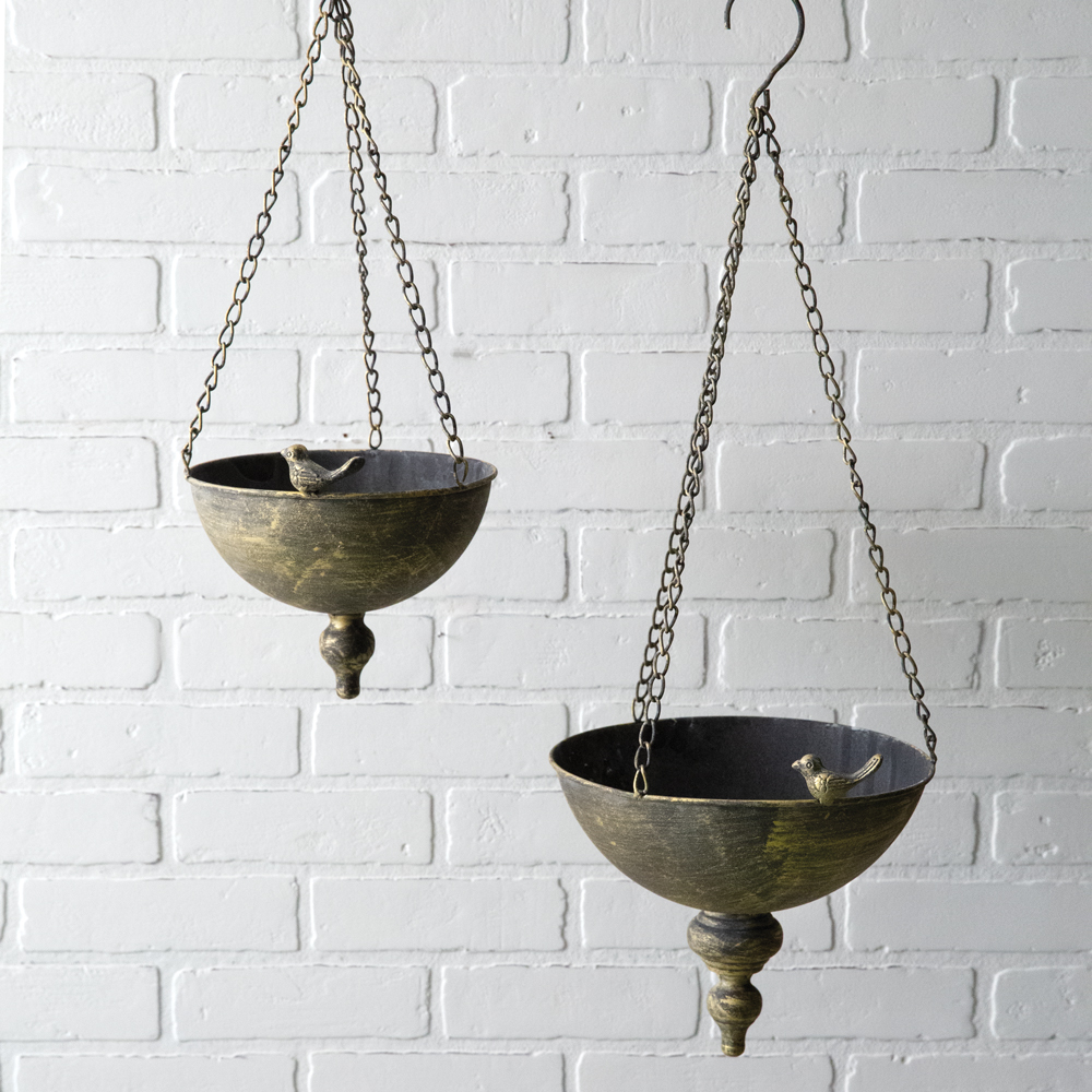 Set of Two Hanging Metal Finial Planters CTW Home Collection