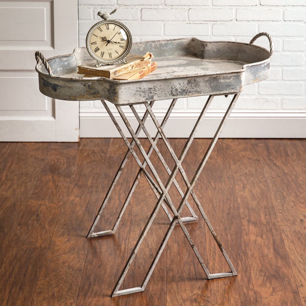 CTW Home 530492 Antiqued Metal Folding Tray Table