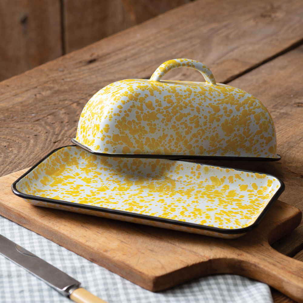 Yellow Speckled Enamelware Butter Dish CTW Home Collection