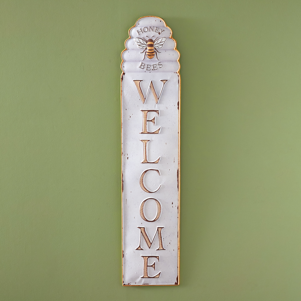 Welcome Bee Hive Sign,Metal Honey Bee Decor,Bee Decorations