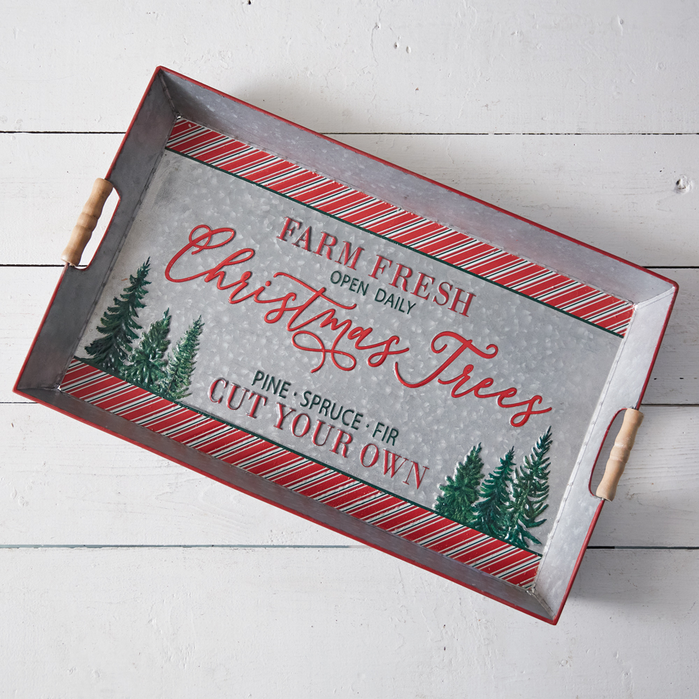 Farm Fresh Christmas Trees Square Snack Tray