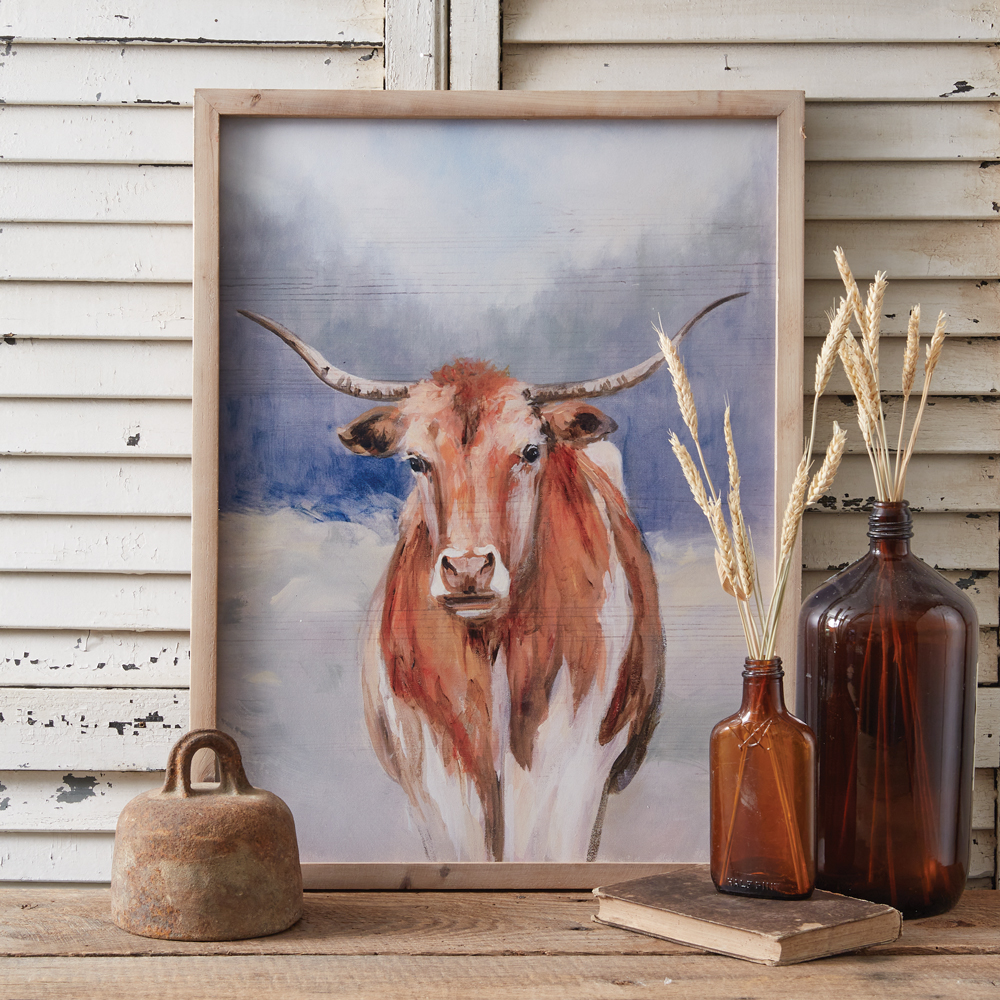 longhorn cow wall art