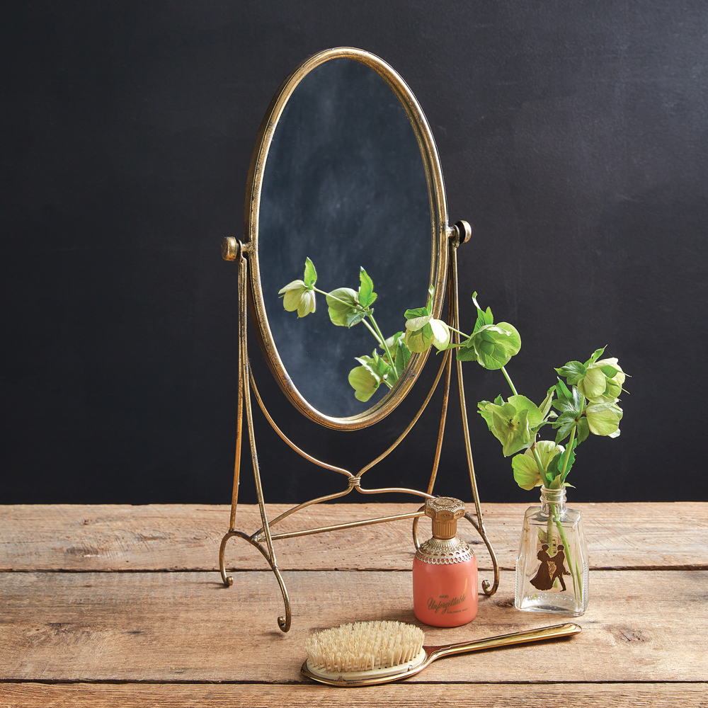 Antique Gold Oval Tabletop Mirror CTW Home Collection