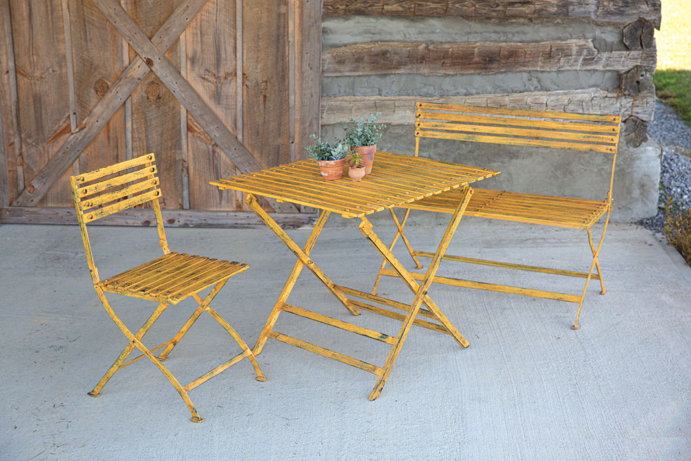 Distressed Yellow Iron Folding Table CTW Home Collection