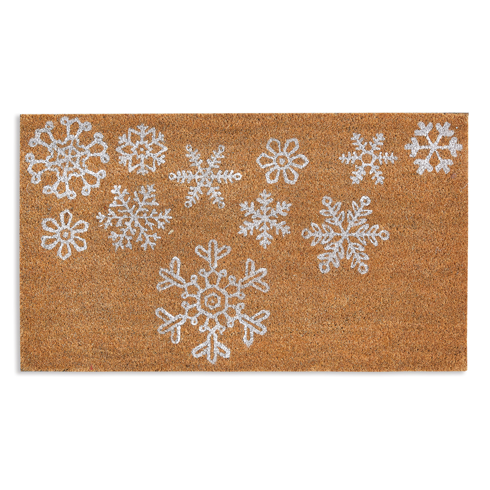 Falling Snowflakes Winter Outdoor Coir Door Mat 