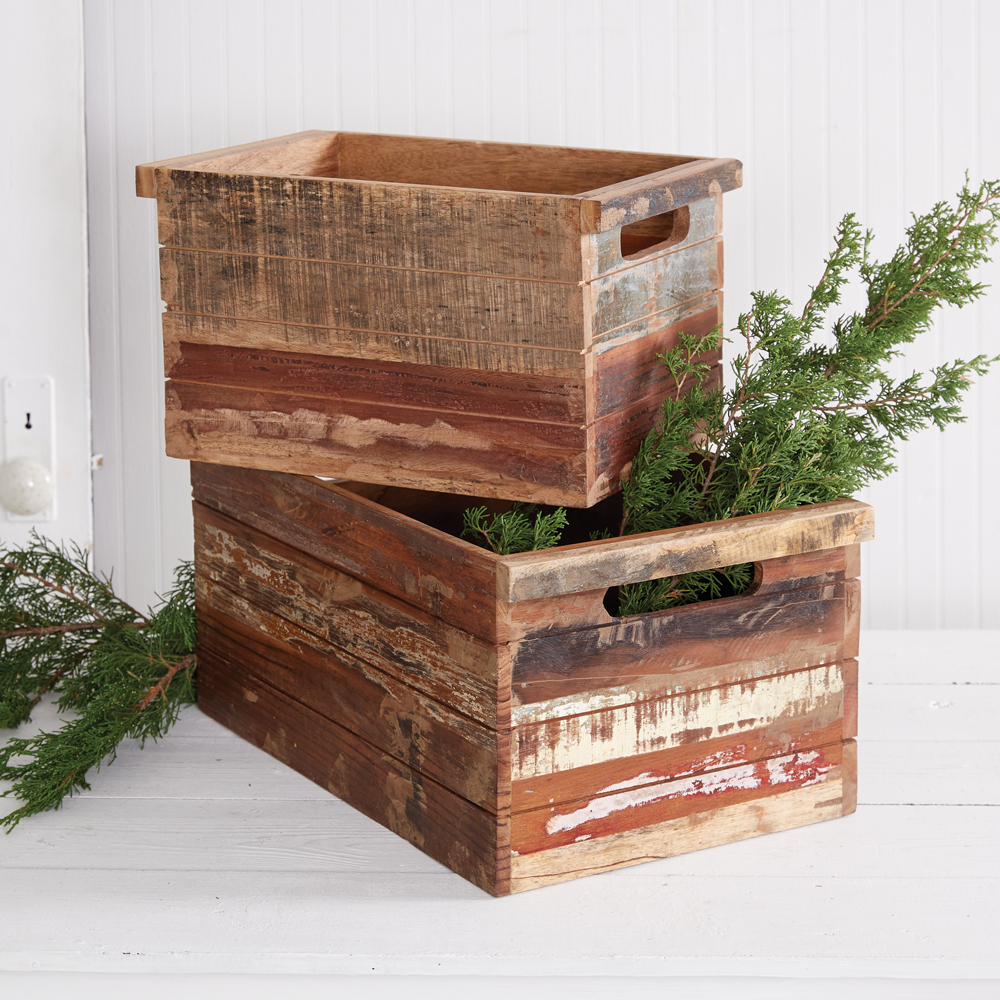 Set of 2 Light Grey Crates Crates For Decoration Crates For Storage Wooden Crates Eco Friendly by woondulla Wooden Crates For Storage Rustic Market Street Crates Wooden Crates Decorative 