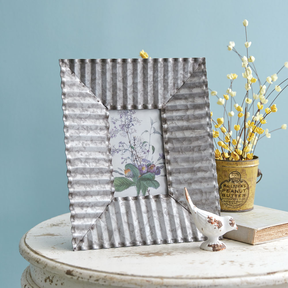 Corrugated Tin Photo Frame 4x6 CTW Home Collection