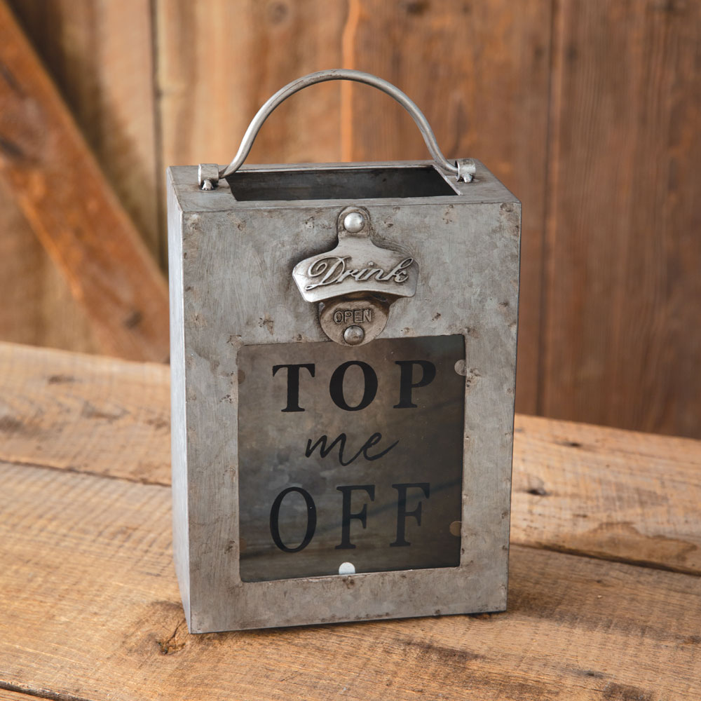 Top Me Off Galvanized Bottle Opener Bin CTW Home Collection