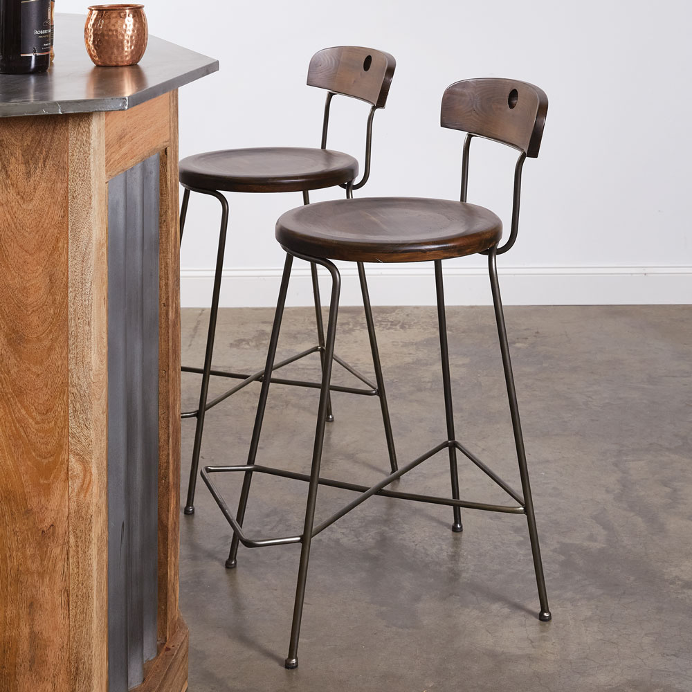 Industrial Farmhouse Bar Stool CTW Home Collection   530574 L 