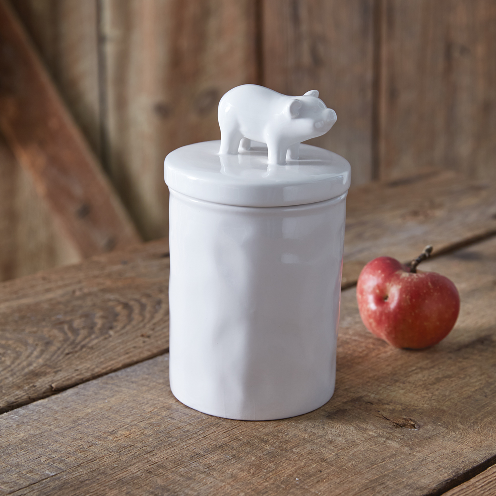 Farmhouse Modern Ceramic Cookie Jar with Lid (White)