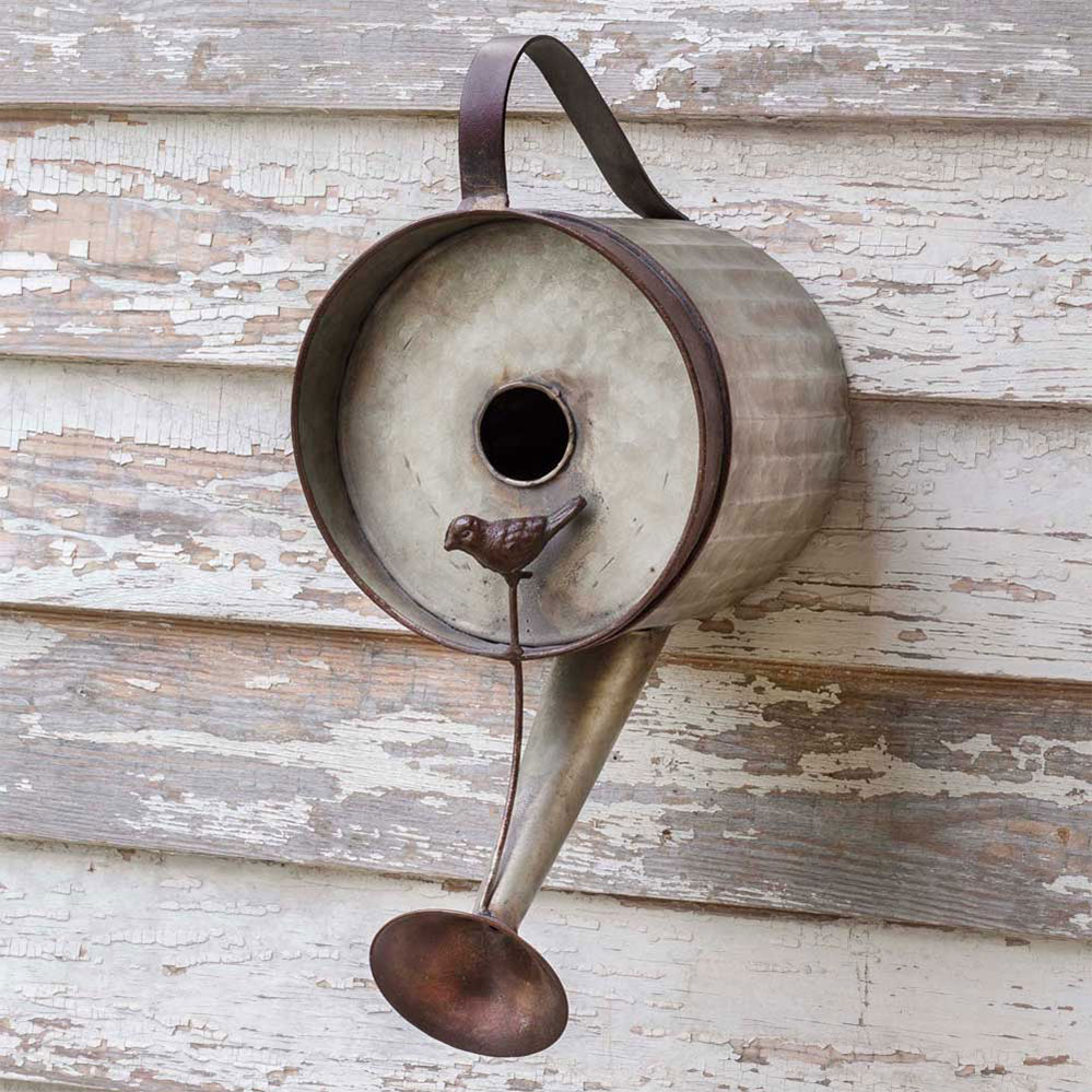 NWT Gerson 16.5"H Metal Watering Can Birdhouse w/ Perched Bird Accent 