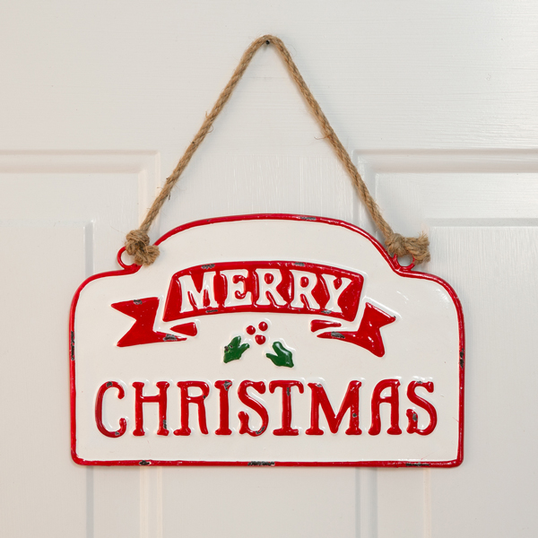 Merry Christmas Metal Hanging Sign - Maitys 15 x 10.8 x 0.05 Inches