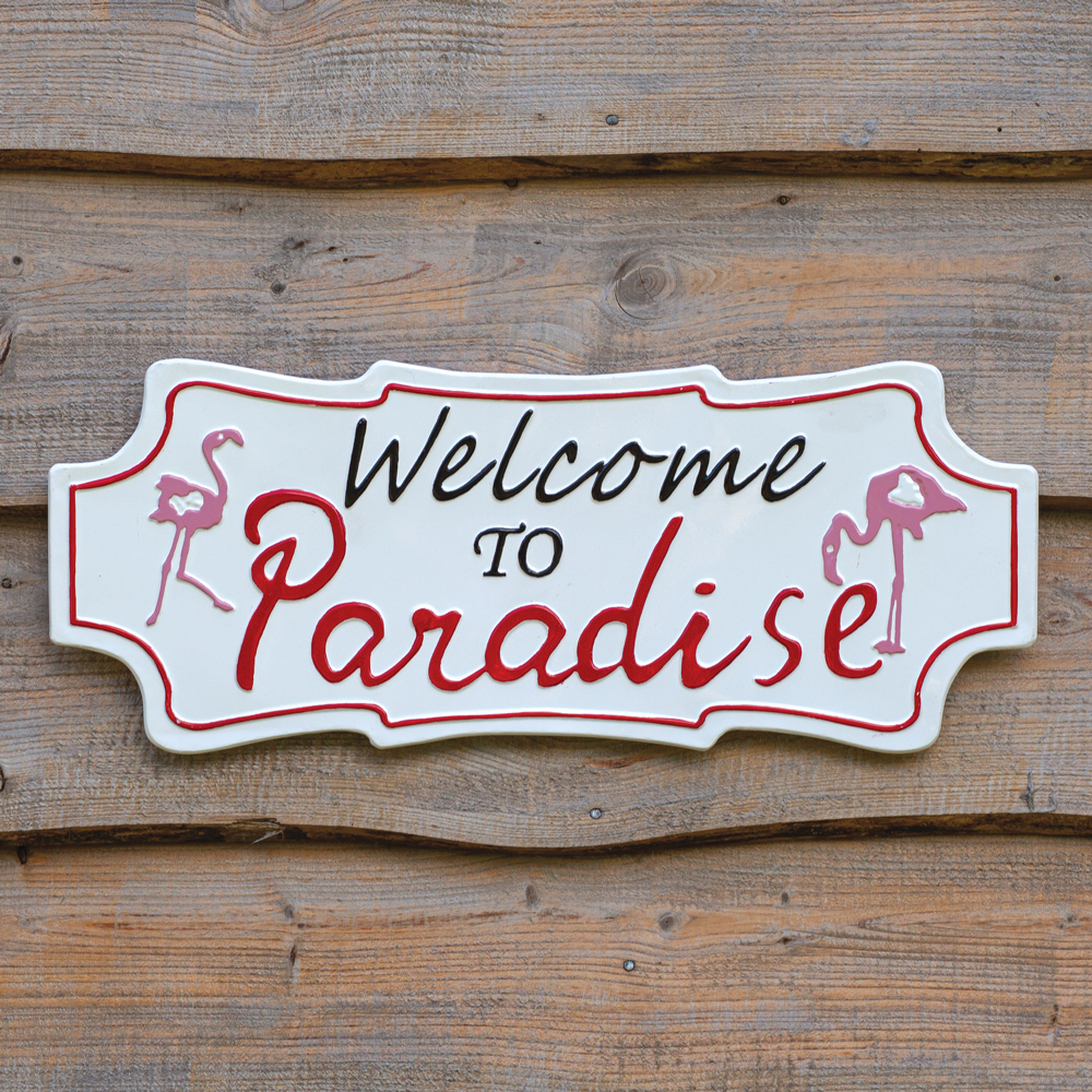 Tin Sign Welcome To Paradise 30.5x10.1cm