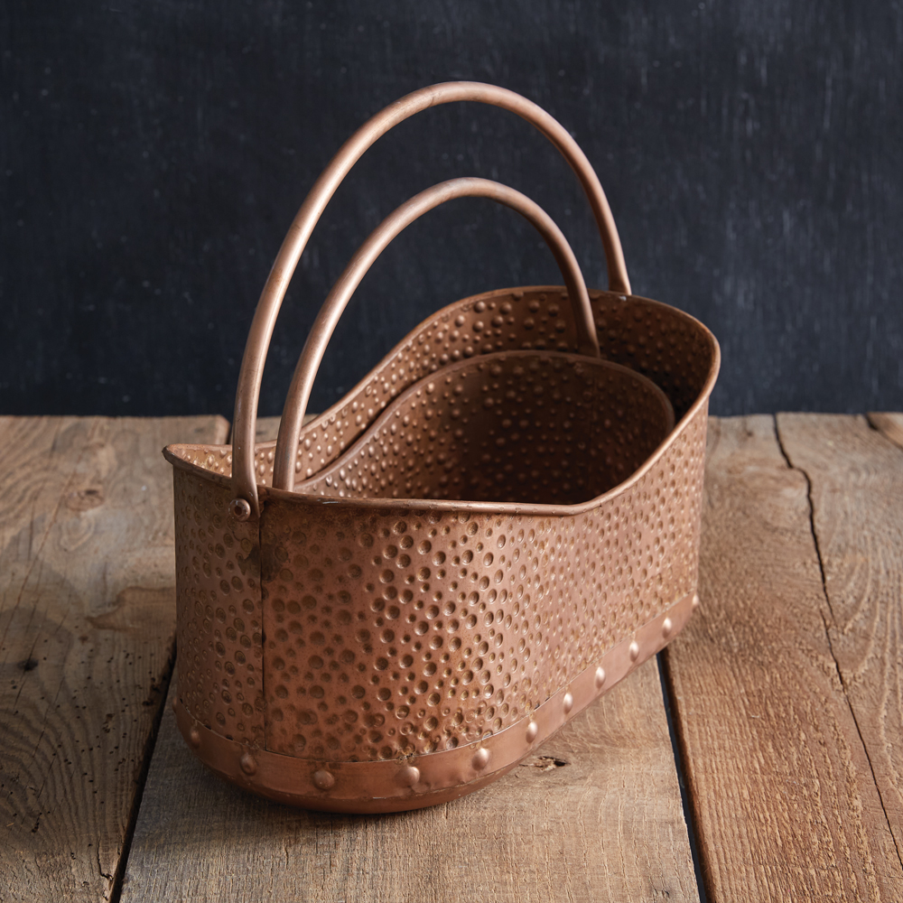 Set of Two Hammered Copper Baskets CTW Home Collection