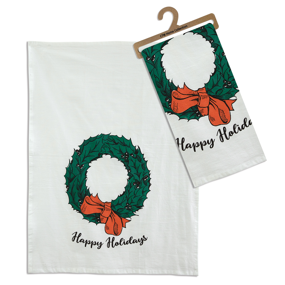 Happy Holidays Christmas Kitchen Tea Towel 