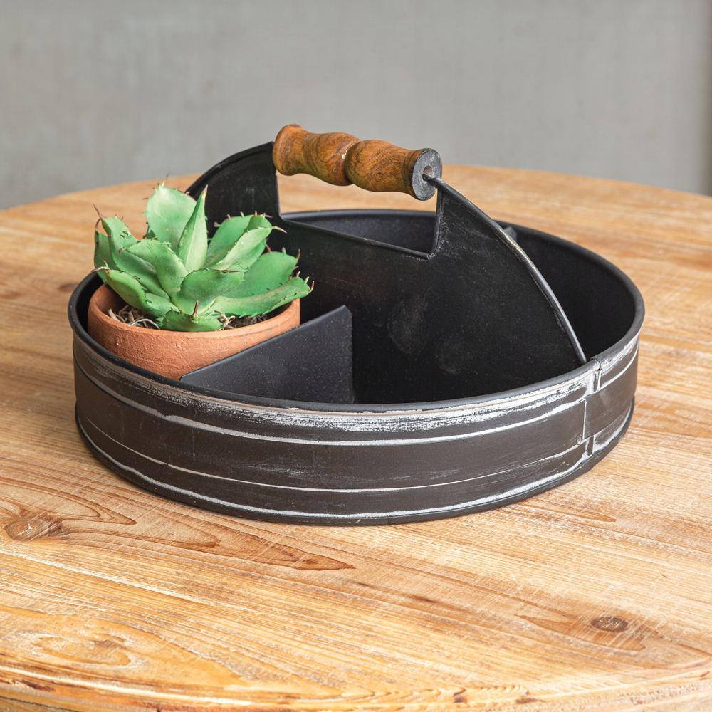Black Divided Tray with Wood Handle CTW Home Collection