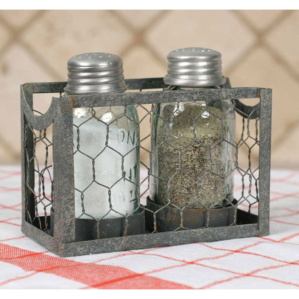 Salt and Pepper Can Caddy White by Colonial TinWorks 